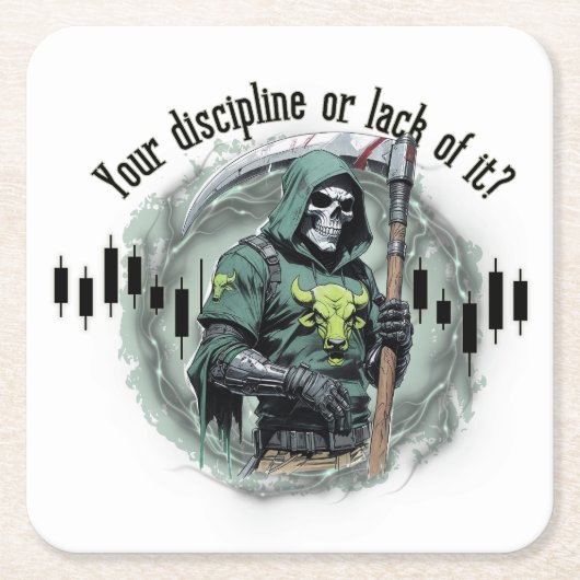 Fantasy trade design | Grim Reaper | motivation スクエアペーパーコースター (正面)