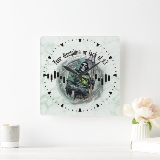 Fantasy trade design | Grim Reaper | motivation スクエア壁時計 (ホーム)