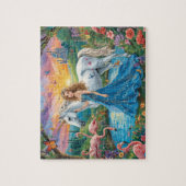 Fantasy Unicorn Princess Castle Flamingo Art ジグソーパズル (縦)