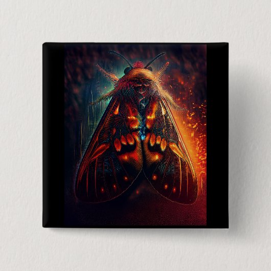 Fantasy Version Of A Clown Face Tiger Moth 缶バッジ (正面)