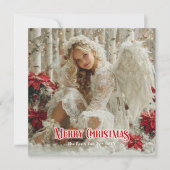 Fantasy Victorian angel red and gold festive card シーズンカード (正面)