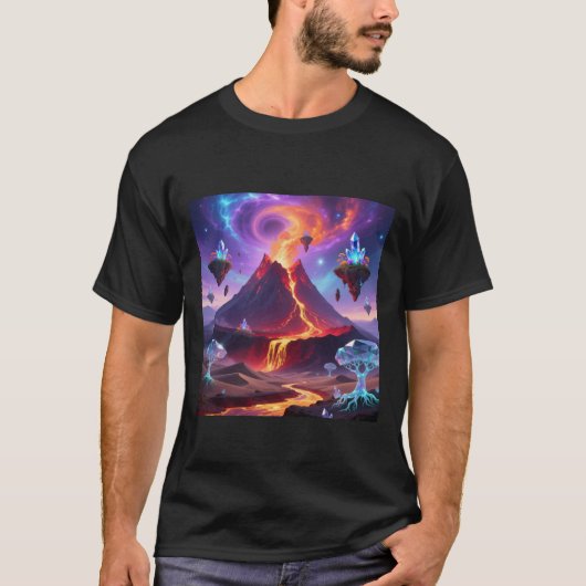Fantasy Volcano World T-Shirt Tシャツ (正面)