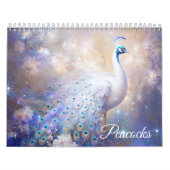 Fantasy White Peacocks in Abstract Style カレンダー (カバー)