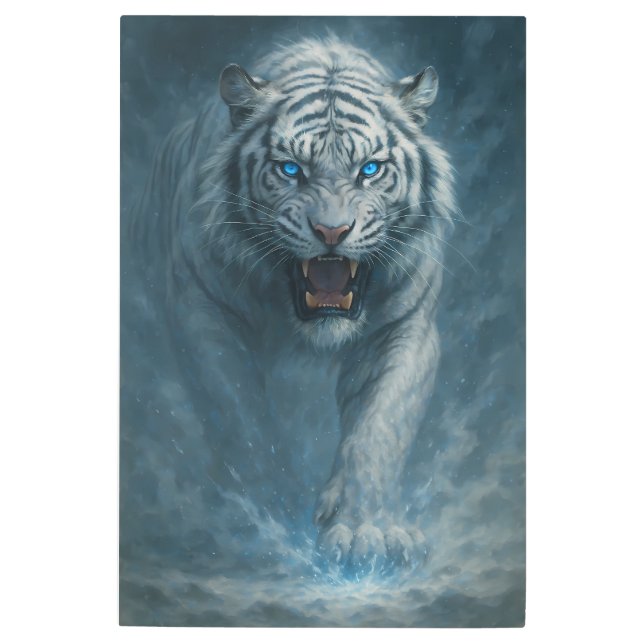 Fantasy White Tiger – Mystic Aura Series | ManJian メタルプリント (正面)