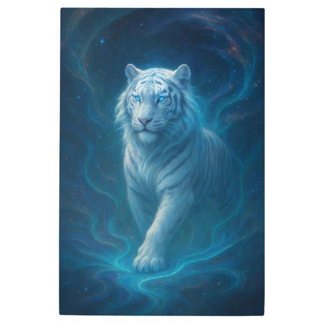 Fantasy White Tiger – Mystic Aura Series | ManJian メタルプリント (正面)