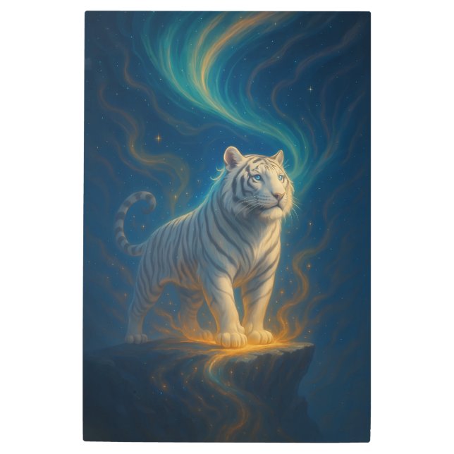 Fantasy White Tiger – Mystic Aura Series | ManJian メタルプリント (正面)