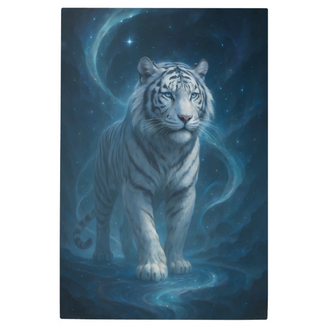 Fantasy White Tiger – Mystic Aura Series | ManJian メタルプリント (正面)
