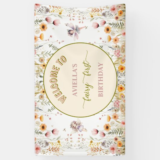 Fantasy wildflower fairy first Welcome sign 横断幕 (縦)