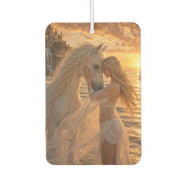 Fantasy Woman with White horse in the sunset カーエアーフレッシュナー