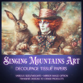 Fantasy Wonderland Hatter Hare Tea Time Decoupage 薄葉紙