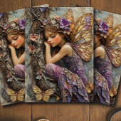 Fantasy Woodland Fairy with Butterflies Decoupage 薄葉紙