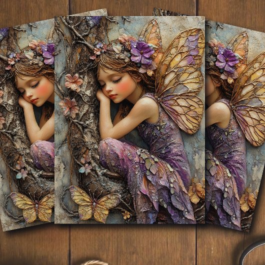 Fantasy Woodland Fairy with Butterflies Decoupage 薄葉紙