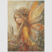 Fantasy Woodland Fairy with Wildflowers Decoupage 薄葉紙 (正面)