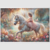 Fantasy Woodland Girl and Unicorn Decoupage  薄葉紙 (正面)