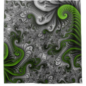 Fantasy World Green And Gray Abstract Fractal Art シャワーカーテン (正面)