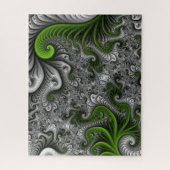 Fantasy World Green And Gray Abstract Fractal Art ジグソーパズル (縦)