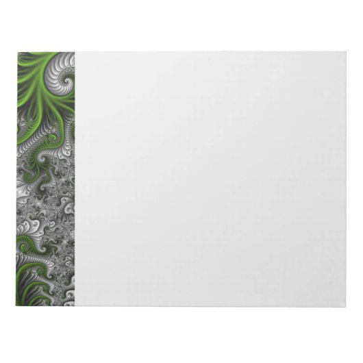 Fantasy World Green And Gray Abstract Fractal Art ノートパッド (正面)