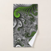 Fantasy World Green And Gray Abstract Fractal Art バスタオルセット (ハンドタオル)