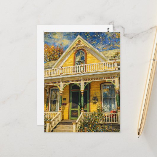 Fantasy Yellow Victorian  ポストカード (正面/裏面インサイチュ)