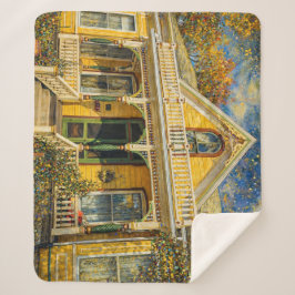 Fantasy Yellow Victorian House シェルパブランケット