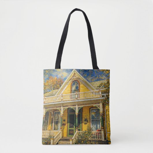 Fantasy Yellow Victorian House トートバッグ (正面)