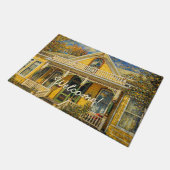 Fantasy Yellow Victorian House ドアマット (アングル)