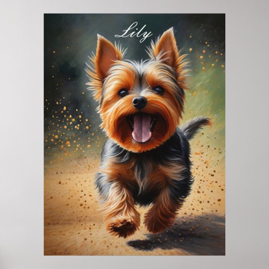 Fantasy Yorkshire Terrier Surreal Dog Art ポスター (正面)