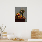 Fantin-Latour – 花と果実を持つ静物生活 ポスター (キッチン)