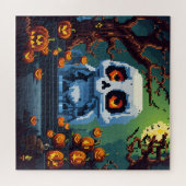 Fantôme d'halloween en pixel art ジグソーパズル (横)