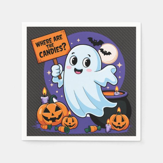 Fantôme halloween humour bonbon スタンダードカクテルナプキン (正面)