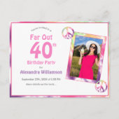 Far Out 40th Groovy絞り染め誕生日パーティーの写真 インビテーションポストカード (正面)
