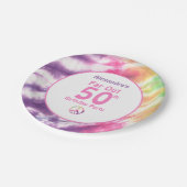 Far Out 50th Groovy絞り染め誕生日名パーティー ペーパープレート (アングル)