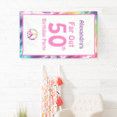 Far Out 50th Groovy絞り染め誕生日名パーティー 横断幕 (インサイチュ)