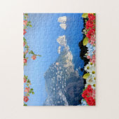 Faraglioni岩カプリ島，イタリア，花 ジグソーパズル (縦)