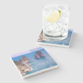 Faraglioni Rocks, Capri Italy Stone Coaster ストーンコースター (横)