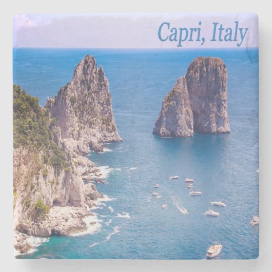Faraglioni Rocks, Capri Italy Stone Coaster ストーンコースター (正面)