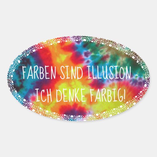 Farben sind Illusion - ich denke farbig! 楕円形シール (正面)