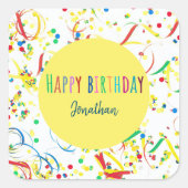 Farbenfrohe Konfetti Sticker Custom Aufkleber  スクエアシール (正面)