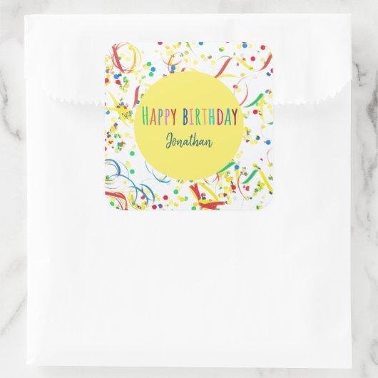 Farbenfrohe Konfetti Sticker Custom Aufkleber  スクエアシール (バッグ)