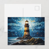 farbenfroher Leuchtturm maritime Lansdchaft ポストカード (正面/裏面)
