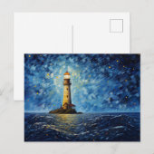 farbenfroher Leuchtturm maritime Lansdchaft ポストカード (正面/裏面)