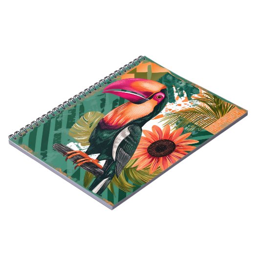 Farbenfroher Tukan im Dschungel ノートブック (左側)