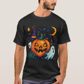 Farbenfrohes Halloween Pixelart – Kürbis, Geist &  Tシャツ (正面)