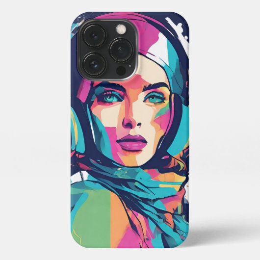 Farbexplosion der Moderne – Pop-Art Frauenportrait iPhoneケース (裏面)