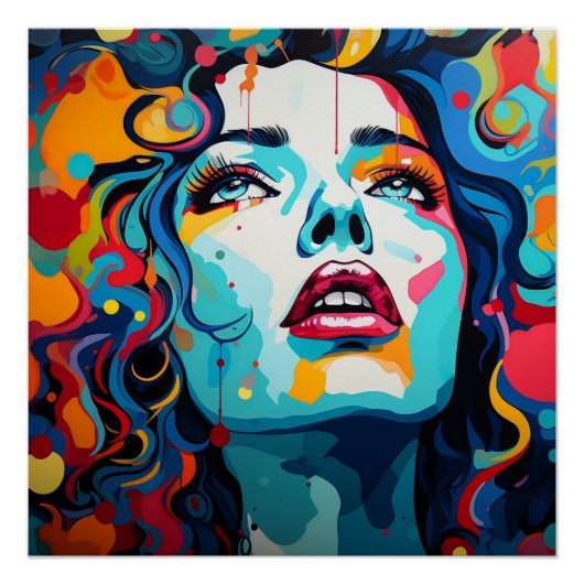 Farbexplosion: Porträt im Pop-Art-Stil ポスター (正面)