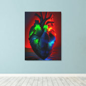 Farbig leuchtendes Herz über Wasser キャンバスプリント (インサイチュ (ウッドフロア))