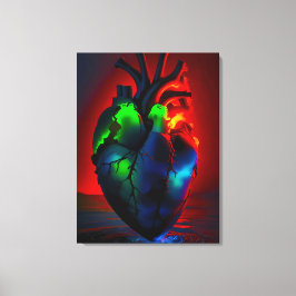 Farbig leuchtendes Herz über Wasser キャンバスプリント