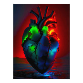 Farbig leuchtendes Herz über Wasser フォトプリント