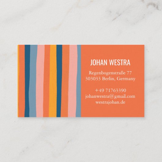Farbig Minimalistisch Streifen-Orange Beruflich  名刺 (裏面)