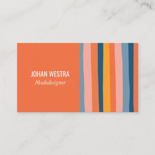 Farbig Minimalistisch Streifen-Orange Beruflich  名刺 (正面)